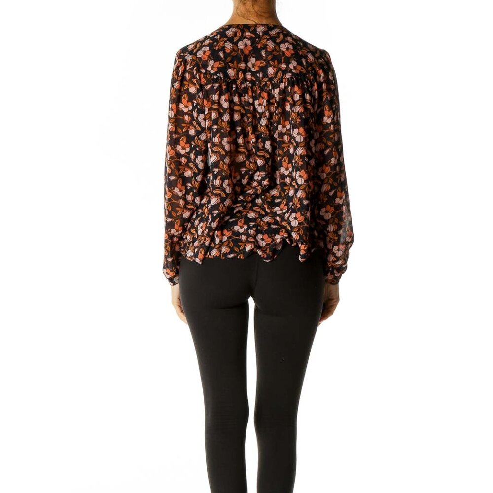 Loft Black Printed All Day Wear Blouse - Picture 3 of 3